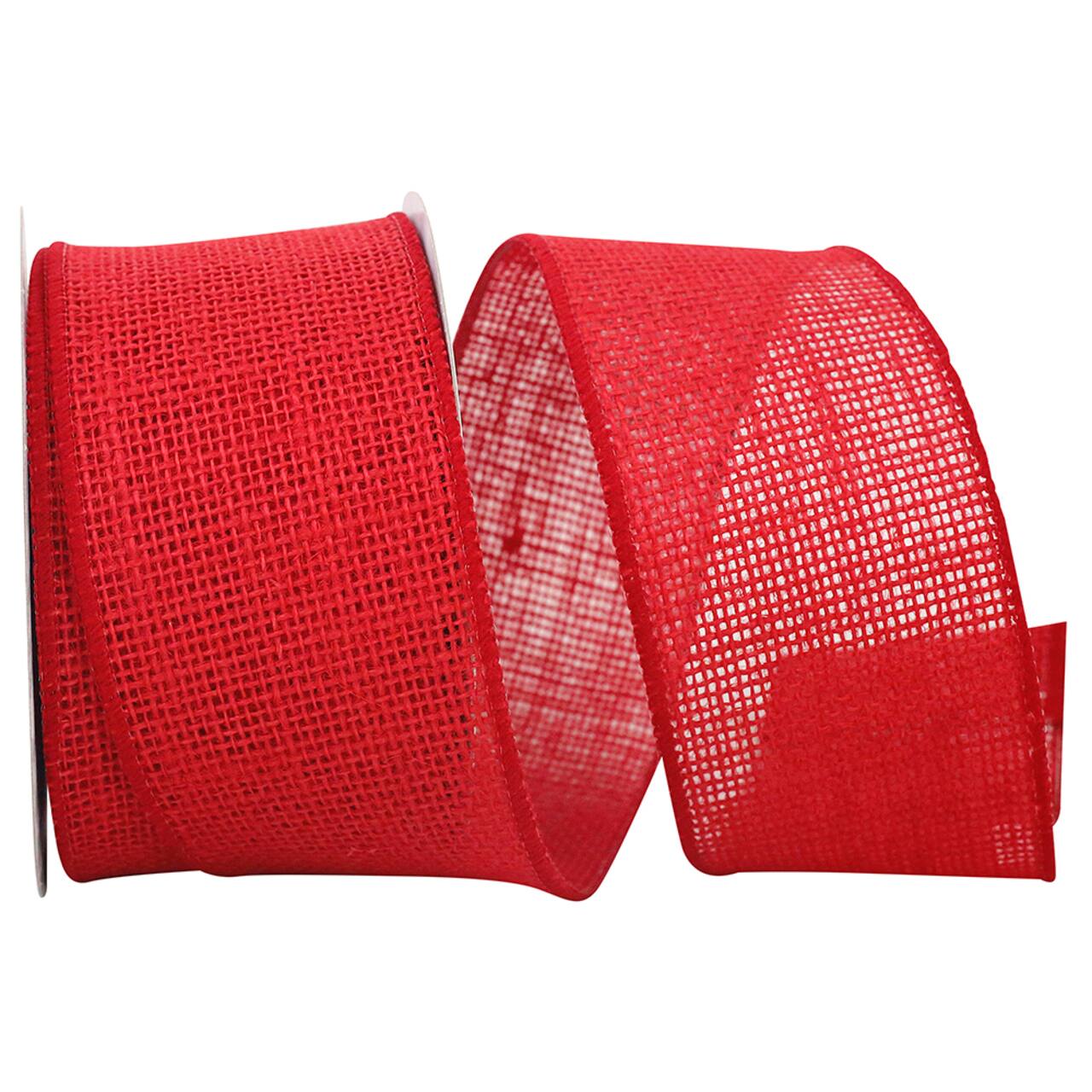 JAM Paper 2.5" x 10yd. Red Jute Wired Edge Burlap Ribbon